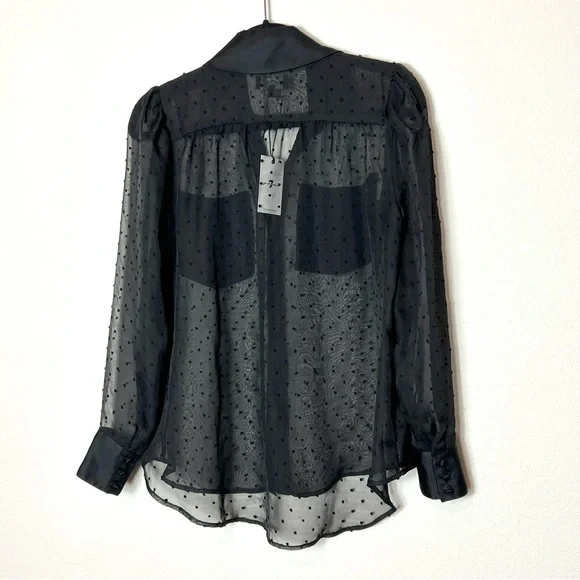 NWT 7 For All Mankind Swiss Dot Patch Pocket Top in Jet Black - Picture 6 of 7